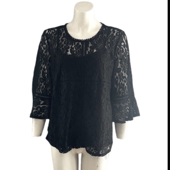 LIZ CLAIBORNE Black Lace Top Blouse!!! - Picture 3 of 4